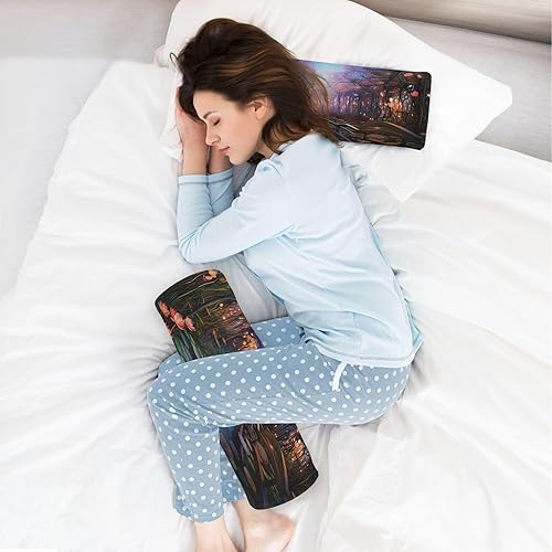 Miniatura 6 de Lotus - Almohada de cuello cervical largo para cuello redondo para almohada redonda con cremallera, almohada cilíndrica de espuma viscoelástica