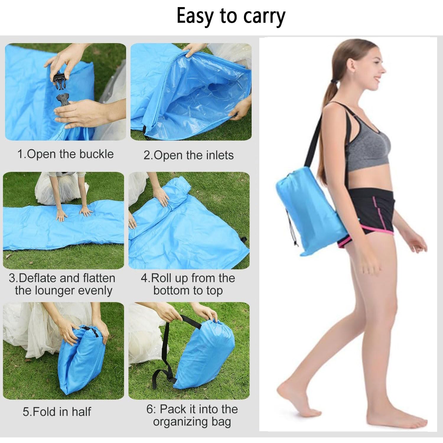 Nadmuchiwana sofa Kemping Nadmuchiwana sofa Kemping z torbą do przechowywania nadmuchiwany leżak hamak powietrze na zewnątrz sofa powietrzna do podróży, na kemping, pikniki, wędrówki wieczorem na