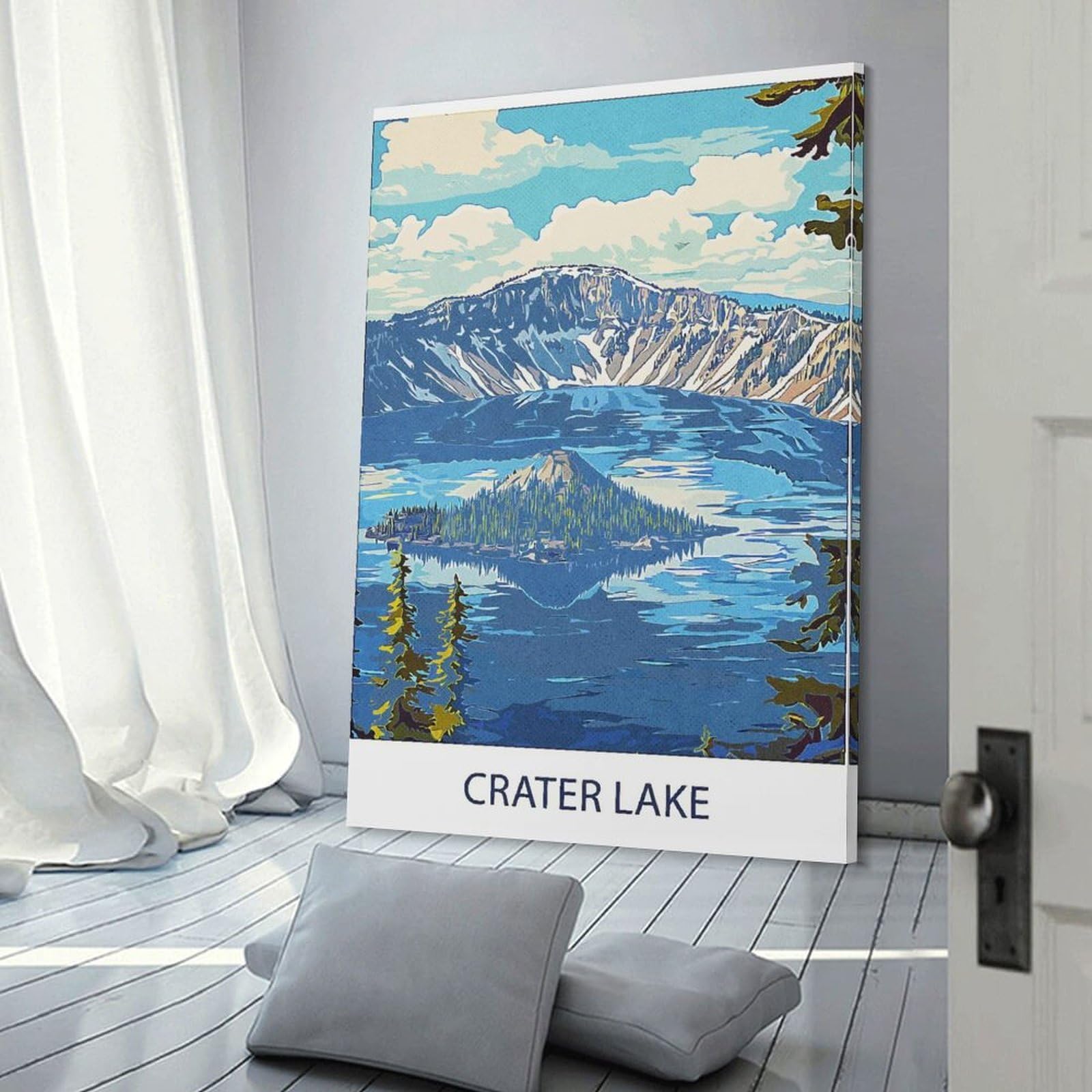 Junmoney Crater Lake National Park(3) Home Decor Wall Art, 24x36inch(60x90cm), for Home Walls, Creative Rooms Or Shared Spaces, An Adaptable Decor Piece for Home Use