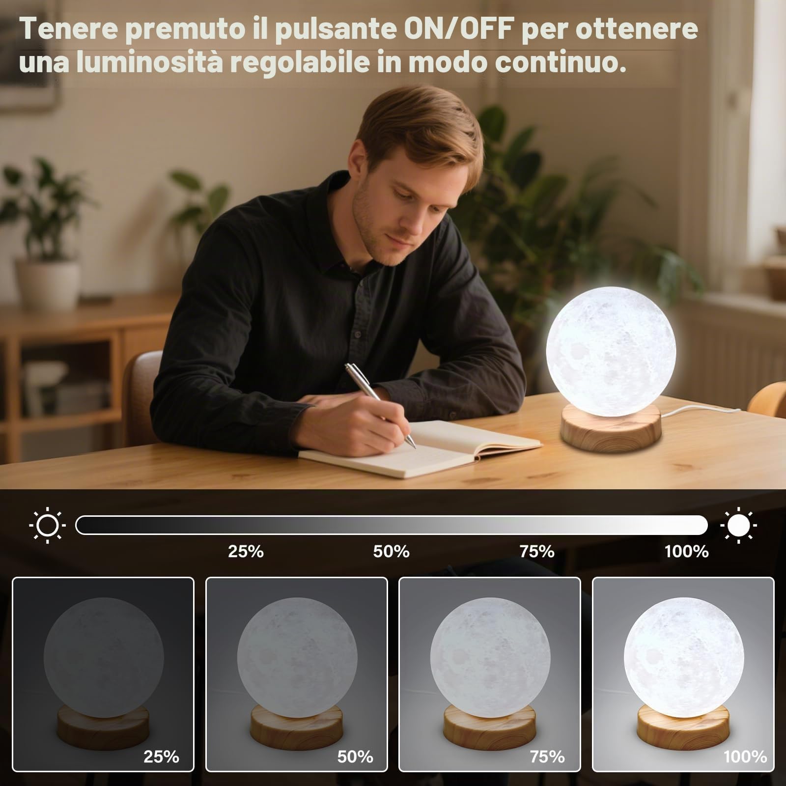 Hilshine - Lampada per luce diurna senza raggi UV, 10000 Lux, lampada da gioco con 3 temperature di colore, luminosità regolabile, dimensioni compatte, luce solare naturale per casa e ufficio