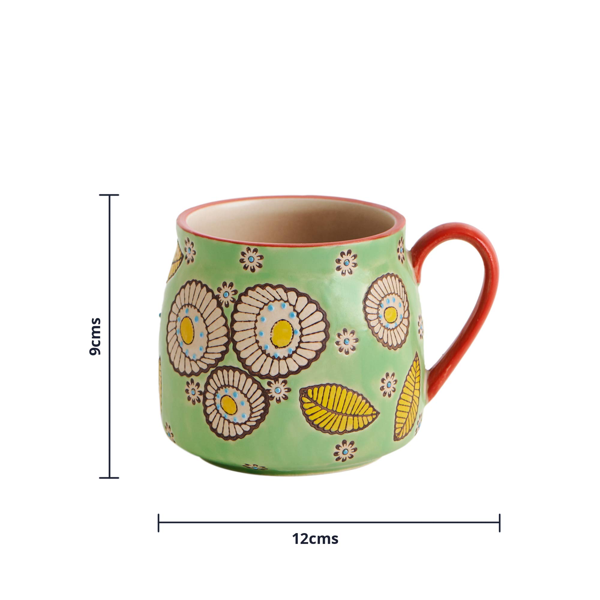 Chumbak Cheer Mug Tableware, Home Decor, Ceramicware, Plates and Platters, Serveware, Kitchenware, Colourful, Unique Chumbak Design, Green, 20 X 20 X 3 cms