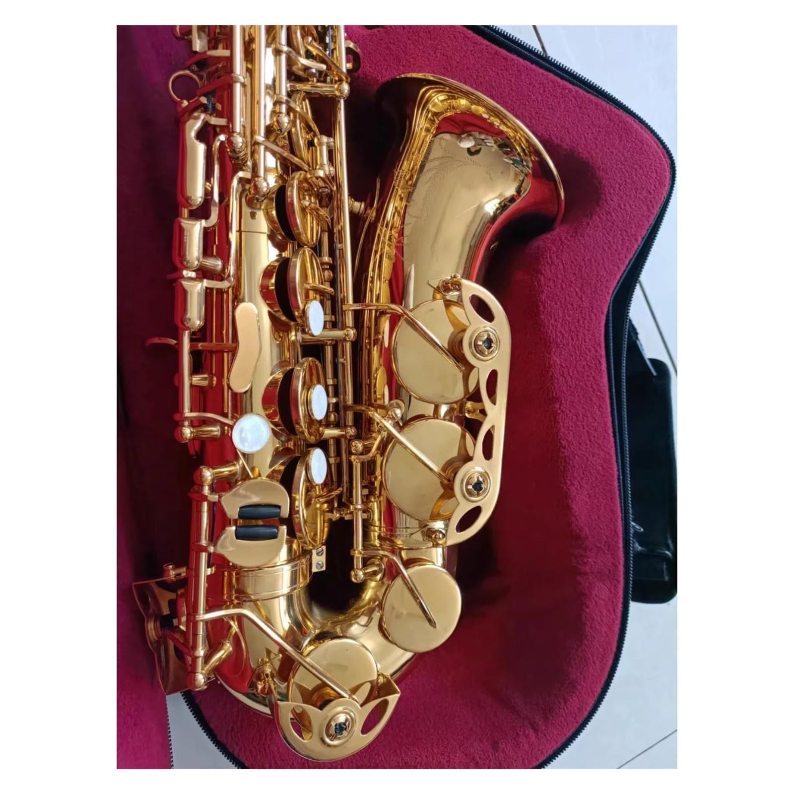 Saksofon Saksofon Altowy Eb Lakierowany Na Złoto Profesjonalny Instrument Jazzowy Na Saksofon Altowy Z Etui (Color : Cloth bag)