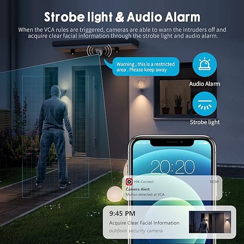 Miniatura 3 de DS-2CD2386G2-ISUSL Cámara IP HIK 8MP PoE de 0.110 in, cámara de red 4K AcuSense Torreta con luz estroboscópica y advertencia audible, micrófono y