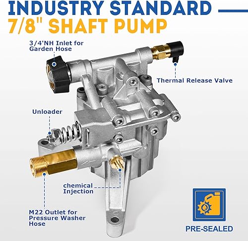 Miniatura 4 de TOOLCY Bomba de lavado a presión vertical de eje de 78 pulgadas - Entradasalida trasera Max 3100 PSI  2.5 GPM OEM y bomba de lavadora eléctrica para