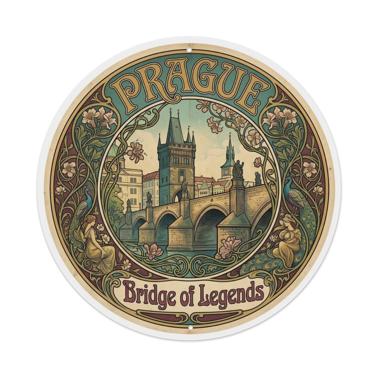 Fqnyr Style Vintage Travel Prague Bridge Bohemia Metal Tin Sign