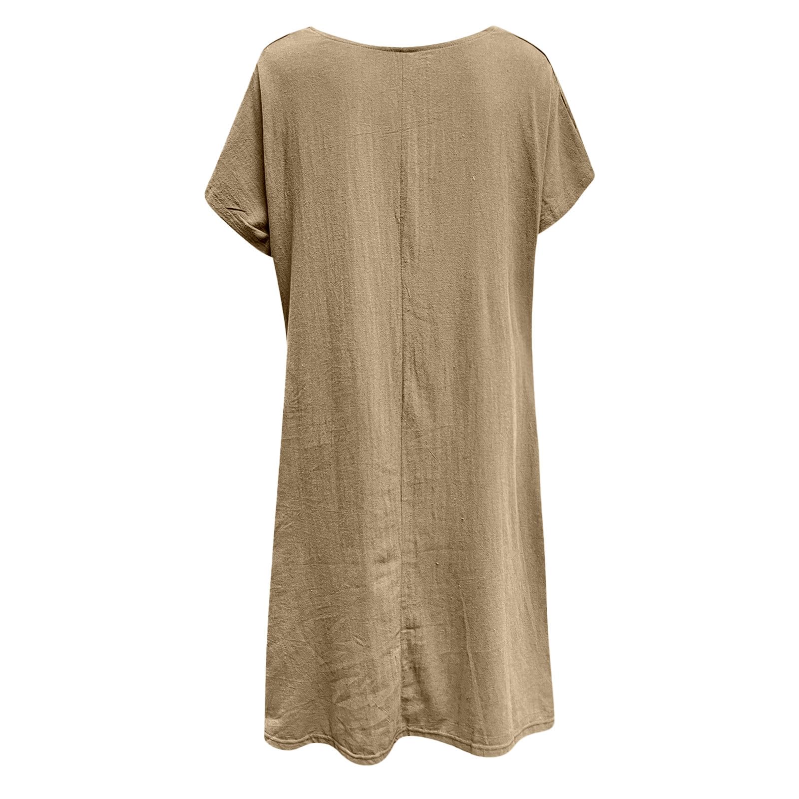 Summer Bohemian Style Blouse Long Skirt for Women Casual V Neck A Line Casual Dresses for Women Below Knee (Khaki, XXL)