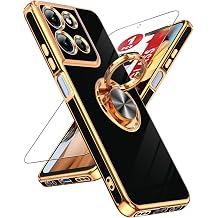 LeYi for Moto-G-Play-2026 Case Not Fit Moto G 5G 2025 with Screen Protector, 360 Rotatable Magnetic Kickstand Ring Holder, Plating Rose Gold Edge for MotoG Play 2026 Case, Black