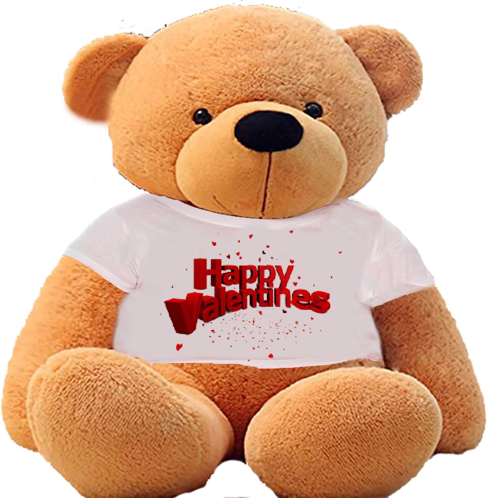 HUG 'n' FEEL SOFT TOYS Soft Toys Big Teddy Bear Wearing Happy Valentine Day T-Shirt 3 feet Brown_T Shirt_Happy Valentine Day_New Plush & Stuffed Toys