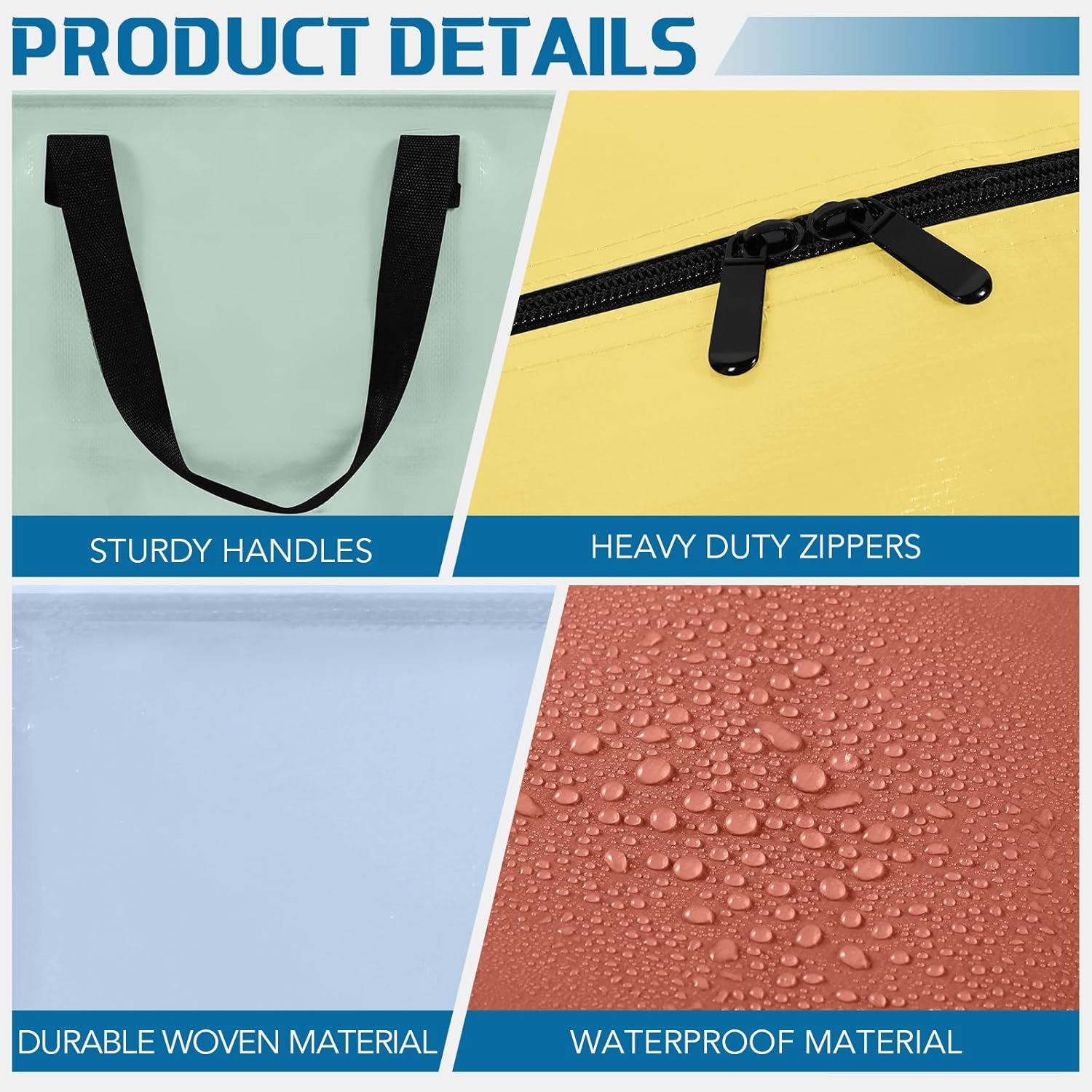 6 Pack Heavy Duty Moving Bags Extra Large Storage Totes with Backpack Straps Handles and Zippers for Space Saving Storage Alternative to Moving Boxes Multi Color Packing Bag(Morandi)