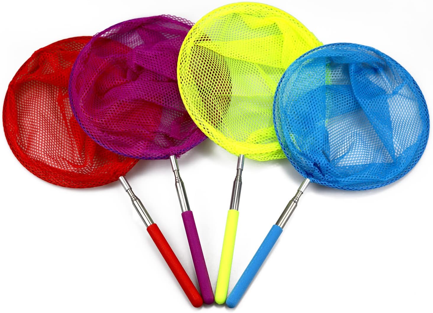 4 Pack Kids Telescopic Butterfly Net Colorful Insect Bug Net for Catching Butterfly Bugs Insects and Fishing - Extendable 34" Inch
