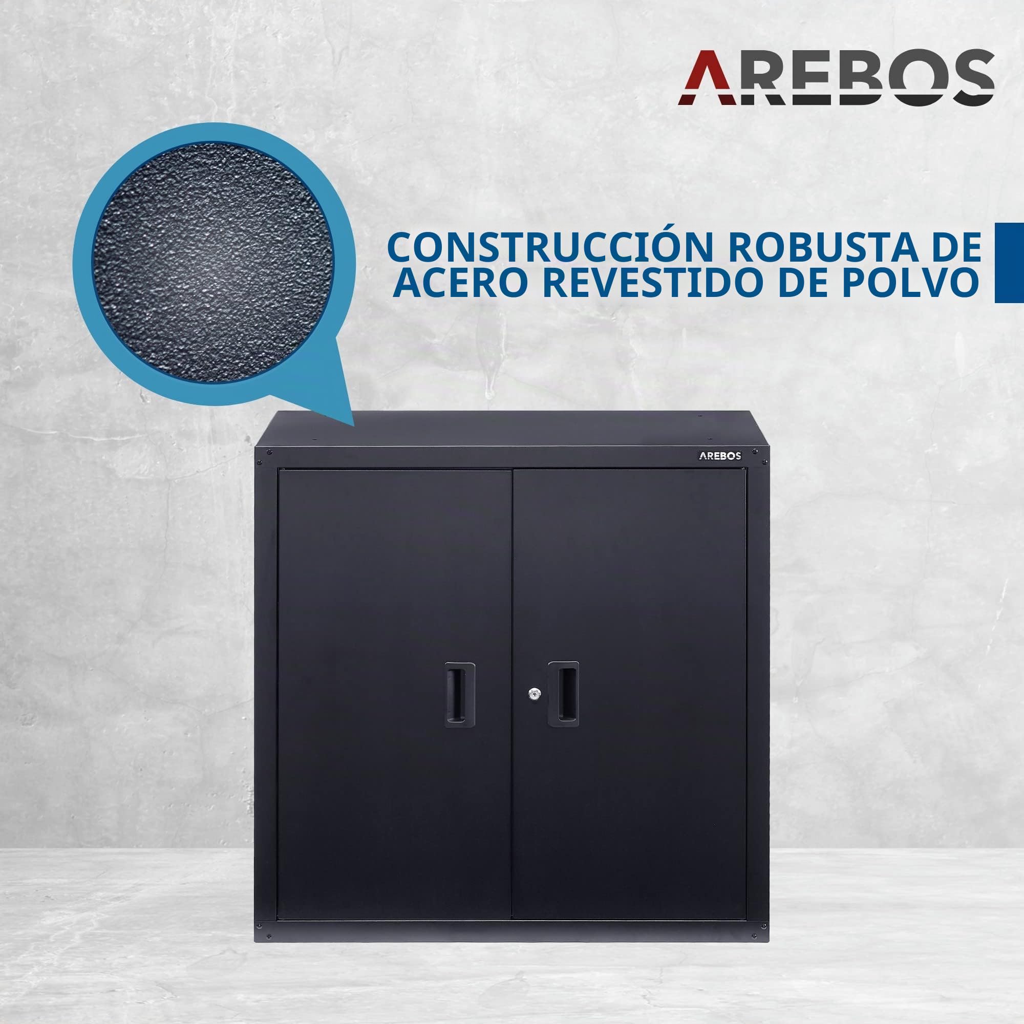 Arebos Armario de Oficina y Almacenamiento | 4 Estantes de Altura Ajustable | 90x90x40 cm | Negro