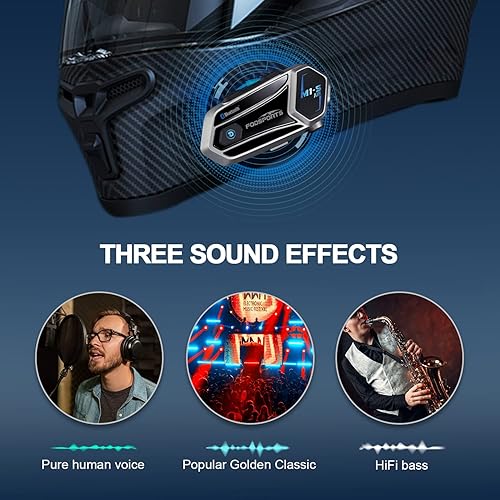 Miniatura 2 de FODSPORTS M1S-AIR 2 Way Motorcycle Bluetooth Communication System Headset Intercom Share Music 3 Music Effect Universal Helmet Intercom CVC Noise