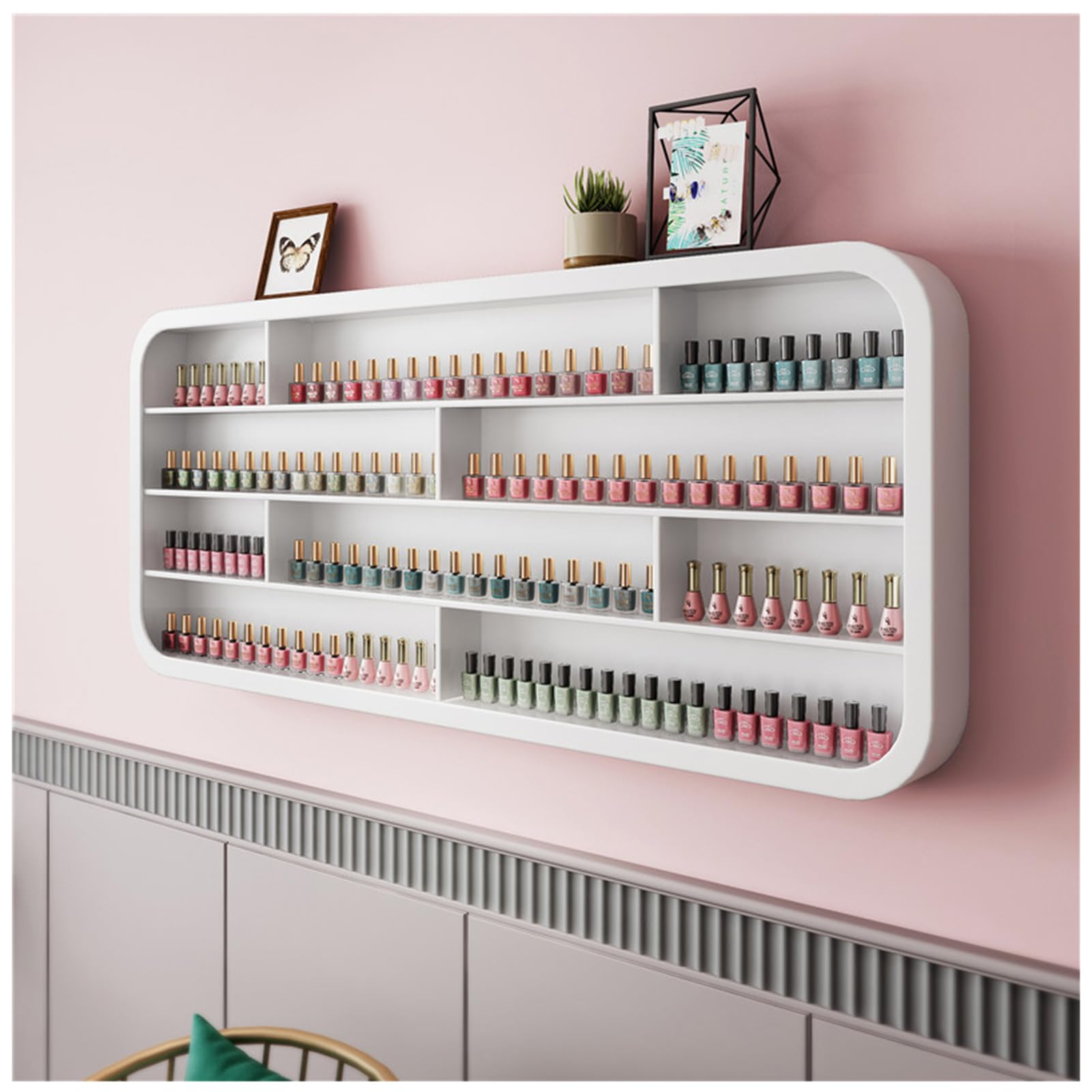 Organizzatore dello Smalto per Unghie, Scaffale Cosmetico in Legno Bianco, Scaffale Multifunzionale di Stoccaggio per Riporre I Gingilli del Profumo Dell'olio Essenziale,1.2m