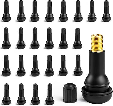 25pcs TR414 Tire Valve Stem Rubber Snap-in Valves, Tubeless Valve Stems Suit for 0.453 inch Rim Holes on Standard Vehicle Tires