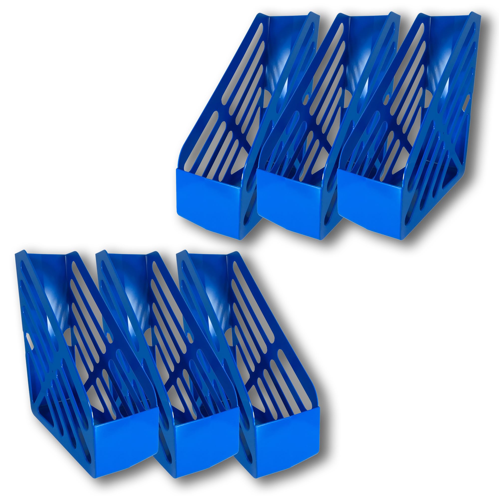 Deflecto Pack of 6 Essential Range Maxi Magazine File Holder - Desk File Organiser (Blue)