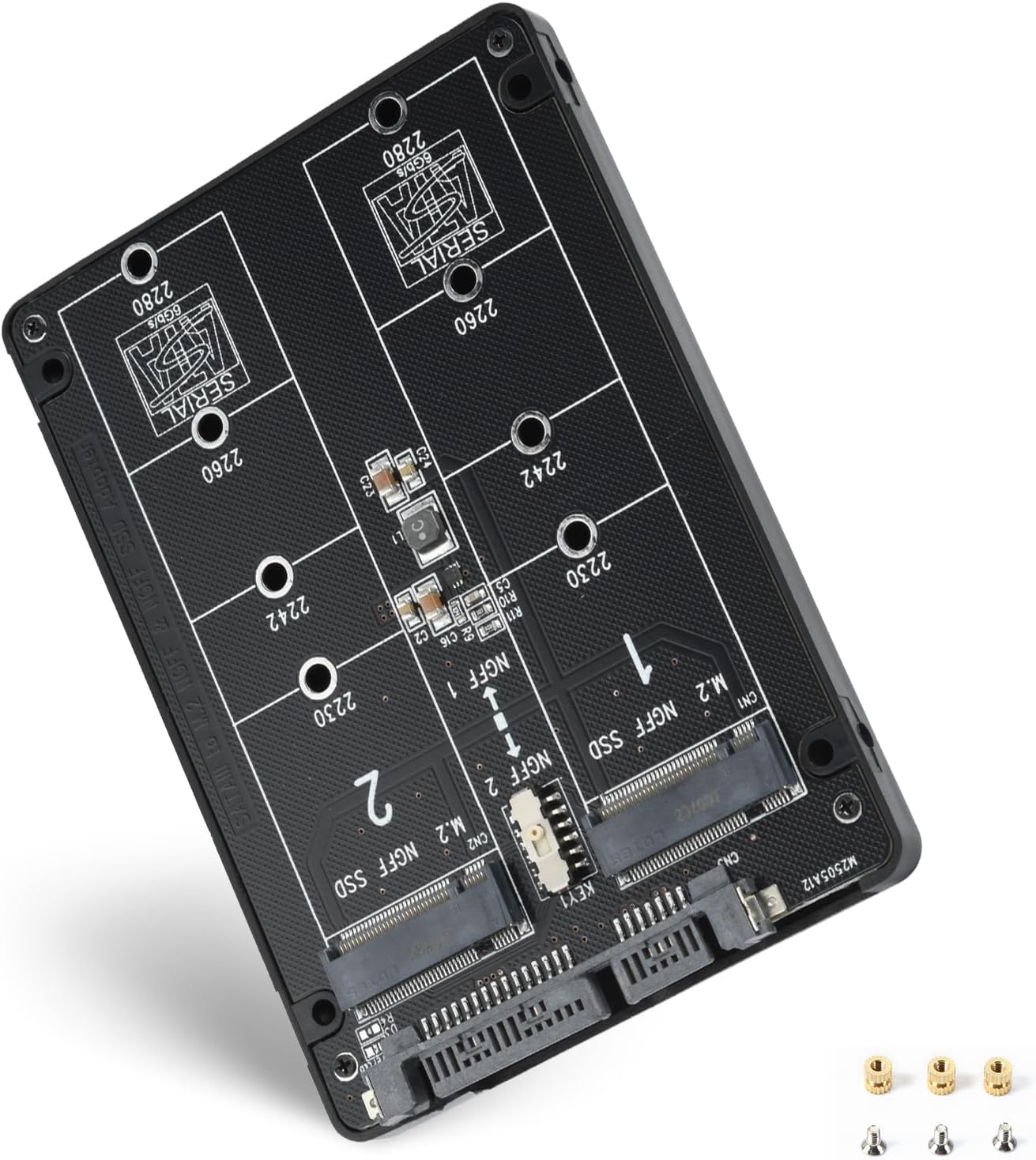 ELUTENG M.2 SATA NGFF to SATA Adapter (Not Support NVME/ M.2 PCIE) 6Gbps Dual NGFF MSATA B Key/ B&M Key SSD to 2.5" III Converter Adapter Max 4TB Support 2230 2242 2260 2280 SSDs