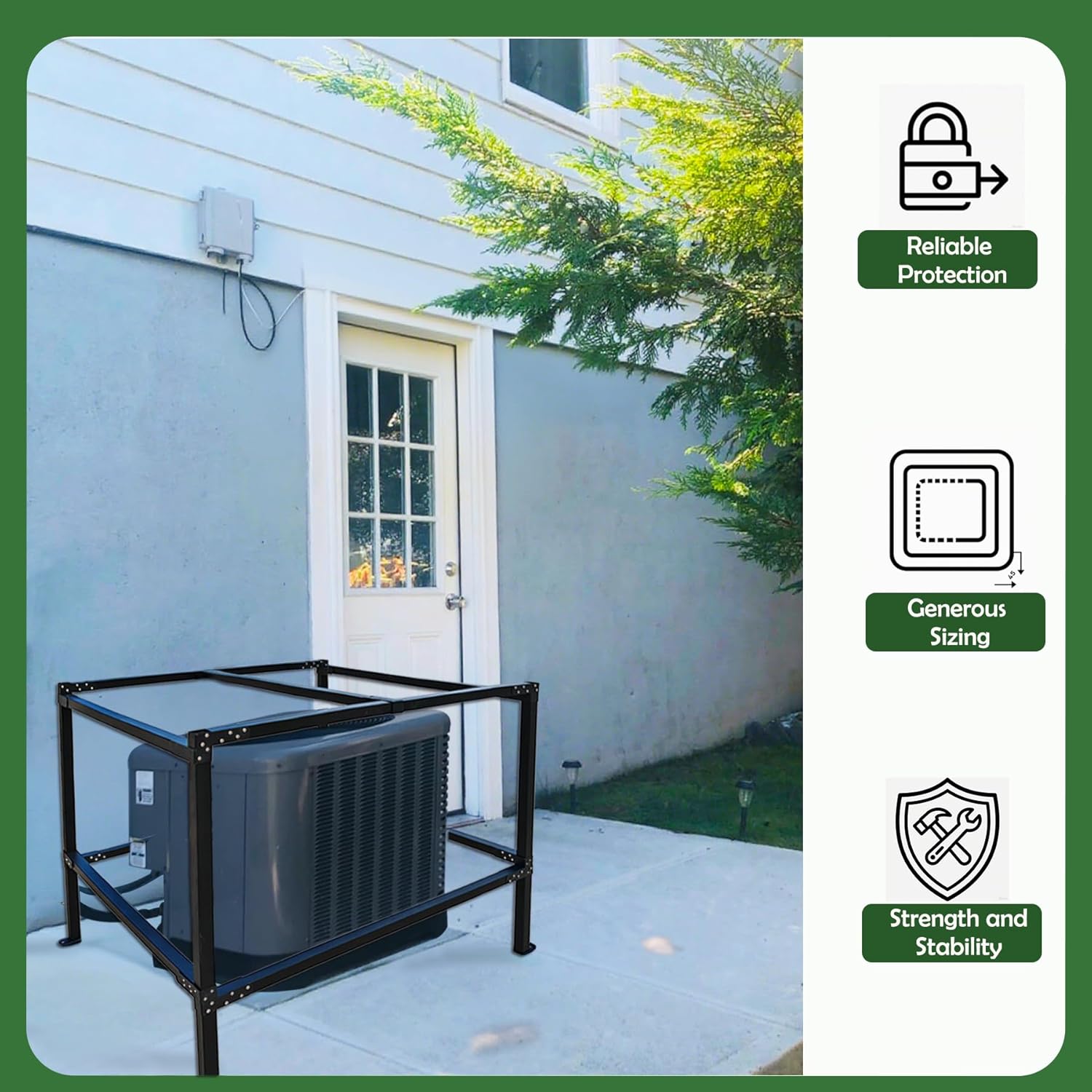 AC Security Cage, Large Air Conditioner Security Cage for Round or Square Units 48"x48"x48", Heavy Duty Steel, Corrosion Resistant with Anti-Theft Screws and AC Cover Defender