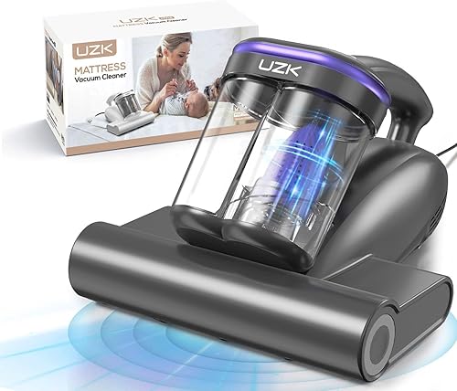 Miniatura 8 de Aspirador de cama, aspiradora de colchón de 16 Kpa, potentes aspiradoras de mano con luz UV-C y doble taza de polvo, alta calefacción, ultrasonidos