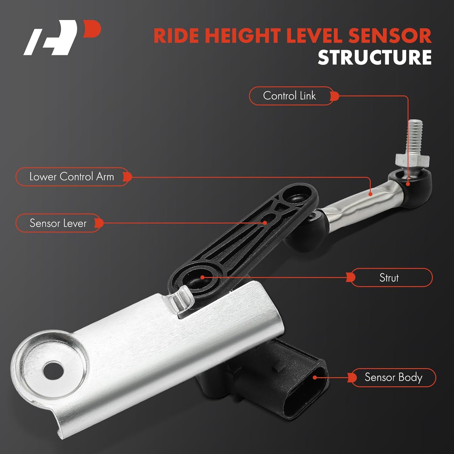 A-Premium Ride Height Level Sensor Compatible with Tesla Model S 2012-2021, Model X 2016-2021, Front Driver and Passenger Side, 2-PC Set