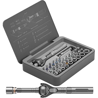 Ratchet Screwdriver 40 Pieces with 28 S2 Steel Bits 9 CR-V Socket Spanner