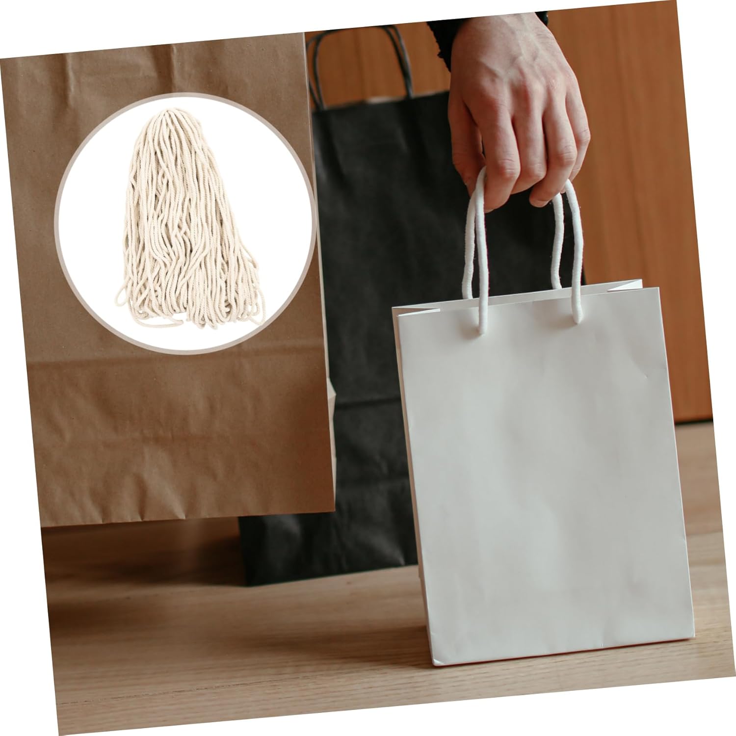 3-Ply Natural Cotton Rope 1 Roll Multi-Functional Braided Woven Rope for DIY Crafts Garden Hanging Planter and Home Decor