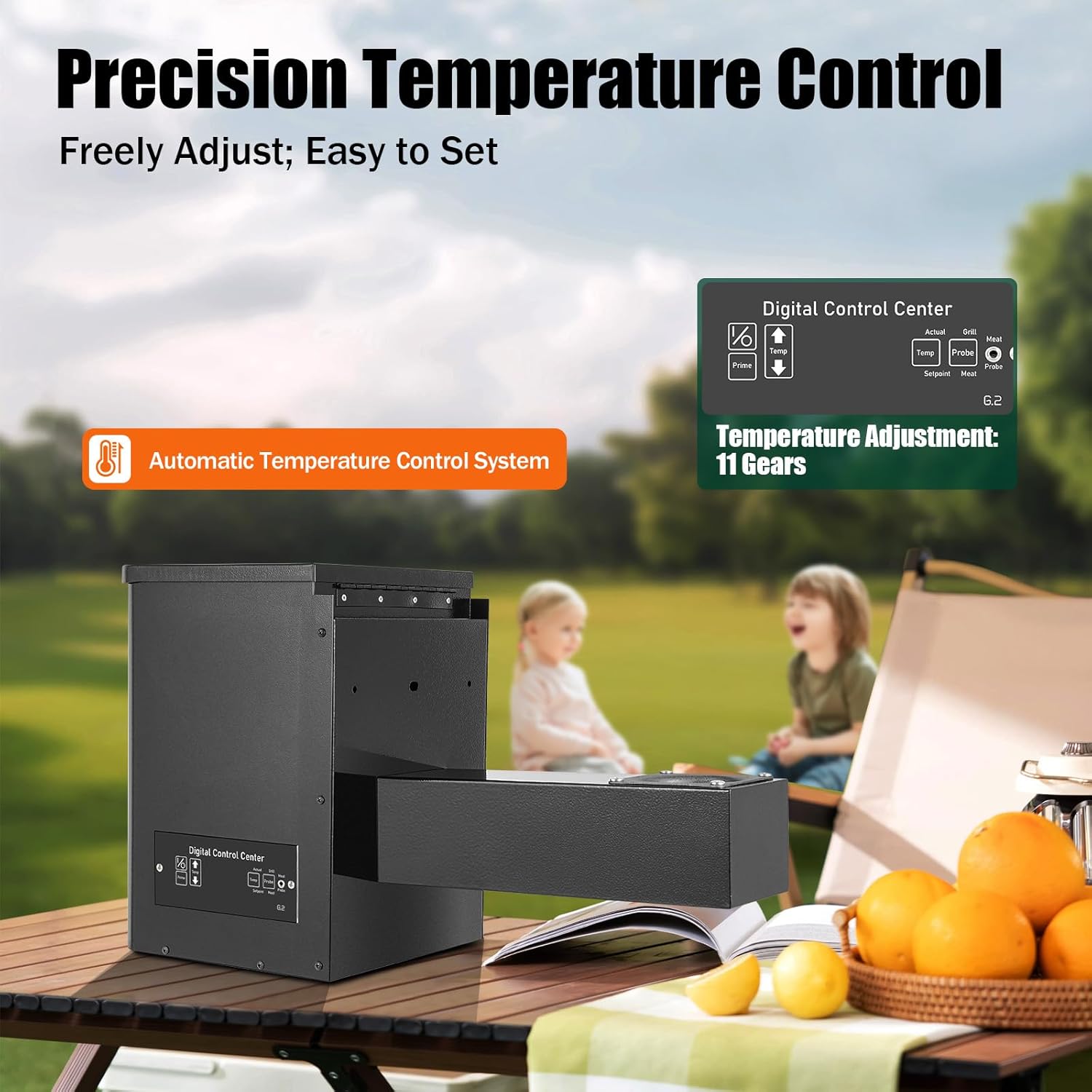 Precision temperature control panel of the SBPKMARSCT Pellet Smoker Hopper Assembly Kit with 11-gear adjustment.