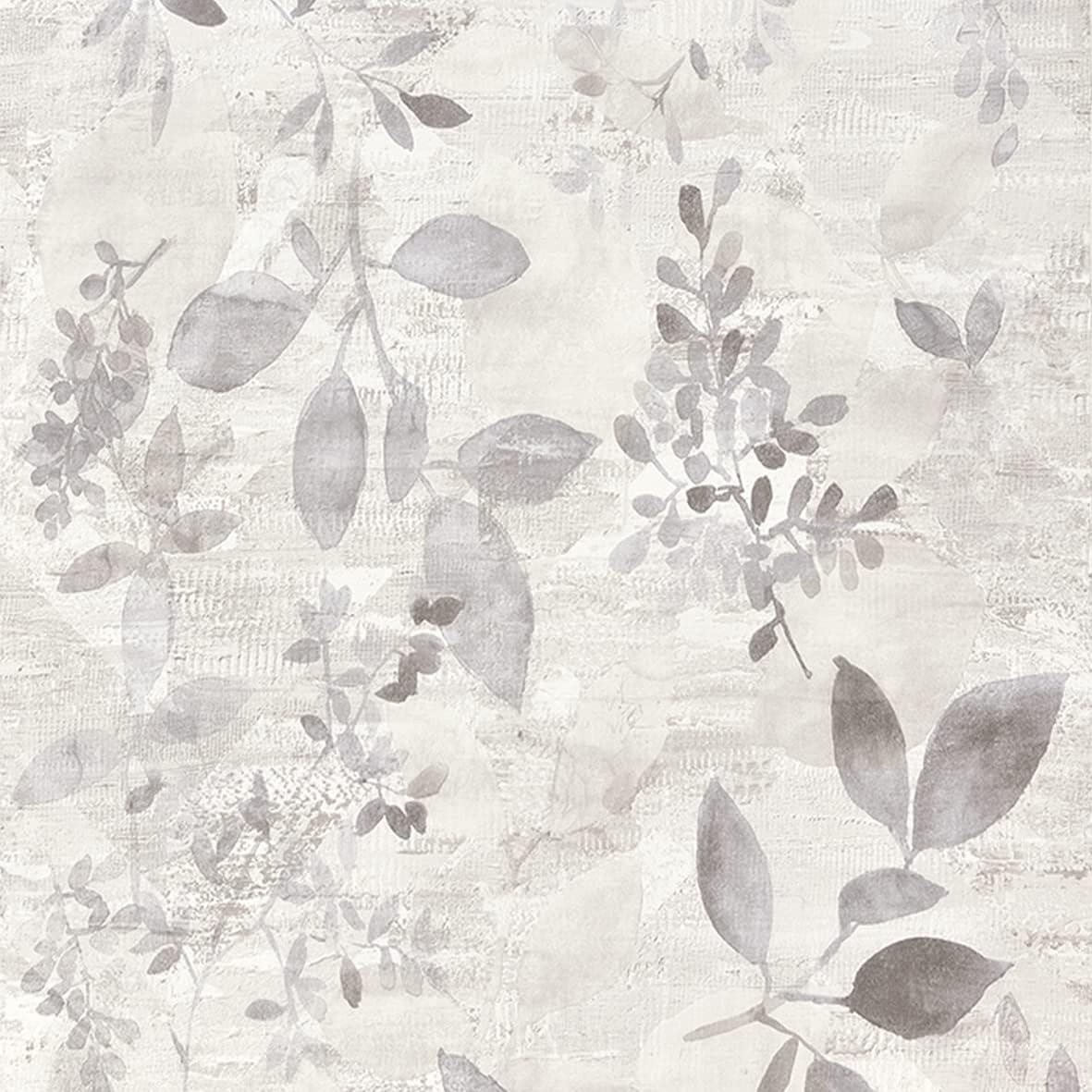 ReWallpaper Rouleau de papier peint autocollant imperméable à motif floral blanc pour chambre à coucher, salle de bain, 44,5 cm x 7 m, gris