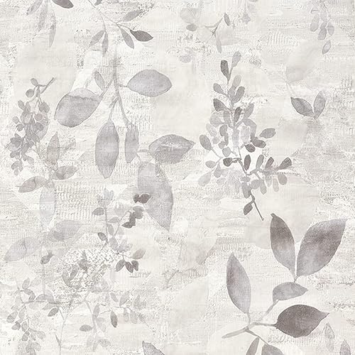 Peel and Stick Wallpaper, Grey Floral Wall Paper, Self-Adhesive Wallpaper Peel and Stick Removable Wallpaper, Vinyl Waterproof Contact Paper for Home Decor, 17.3" x 78.7", No.5198-2