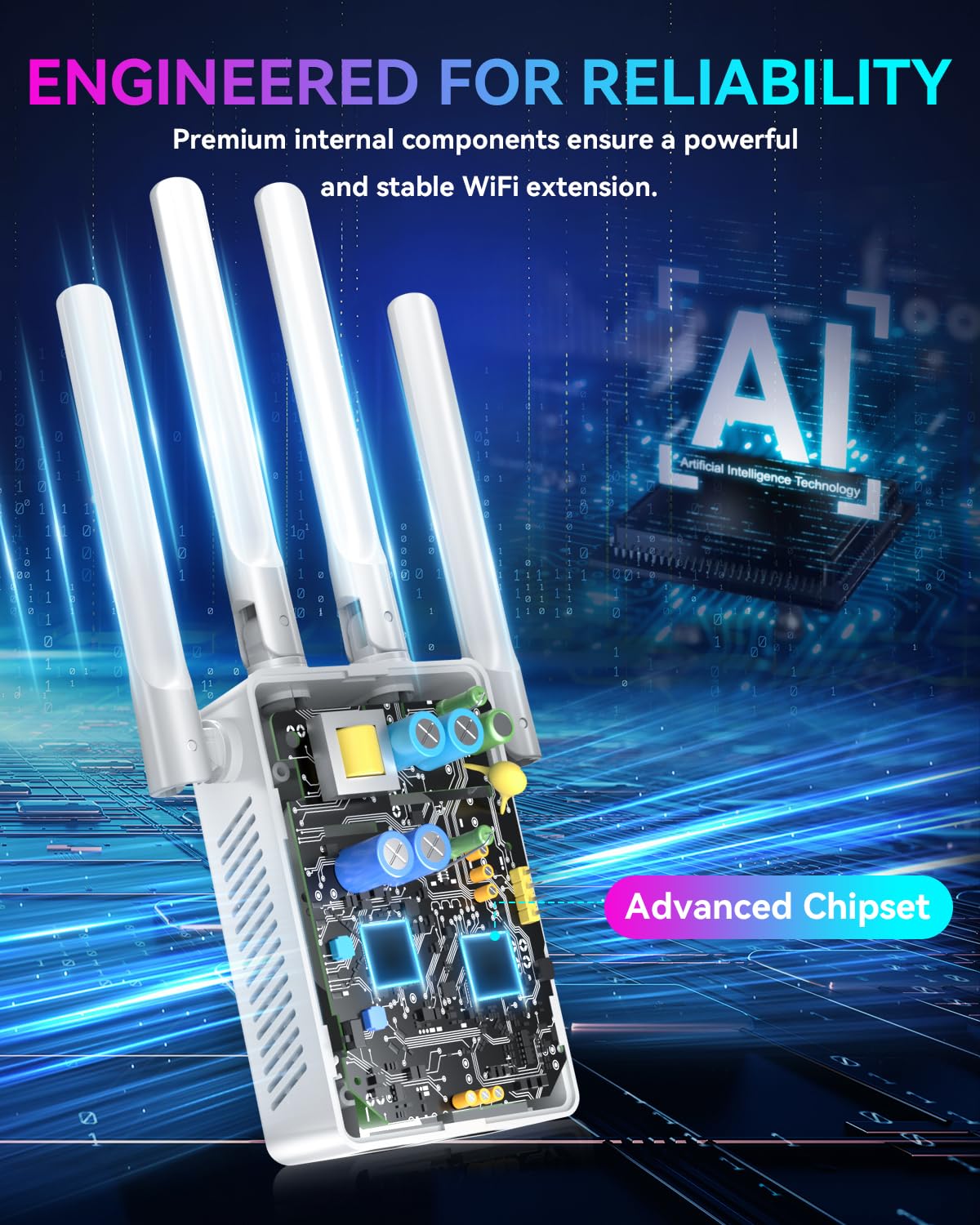 2026 Nuovo WiFi Extender Internet Booster, lungo raggio fino a 18 ksq.ft, ripetitore Internet wireless router amplificatore di segnale amplificatore di segnale per casa, punto di accesso 15X velocità