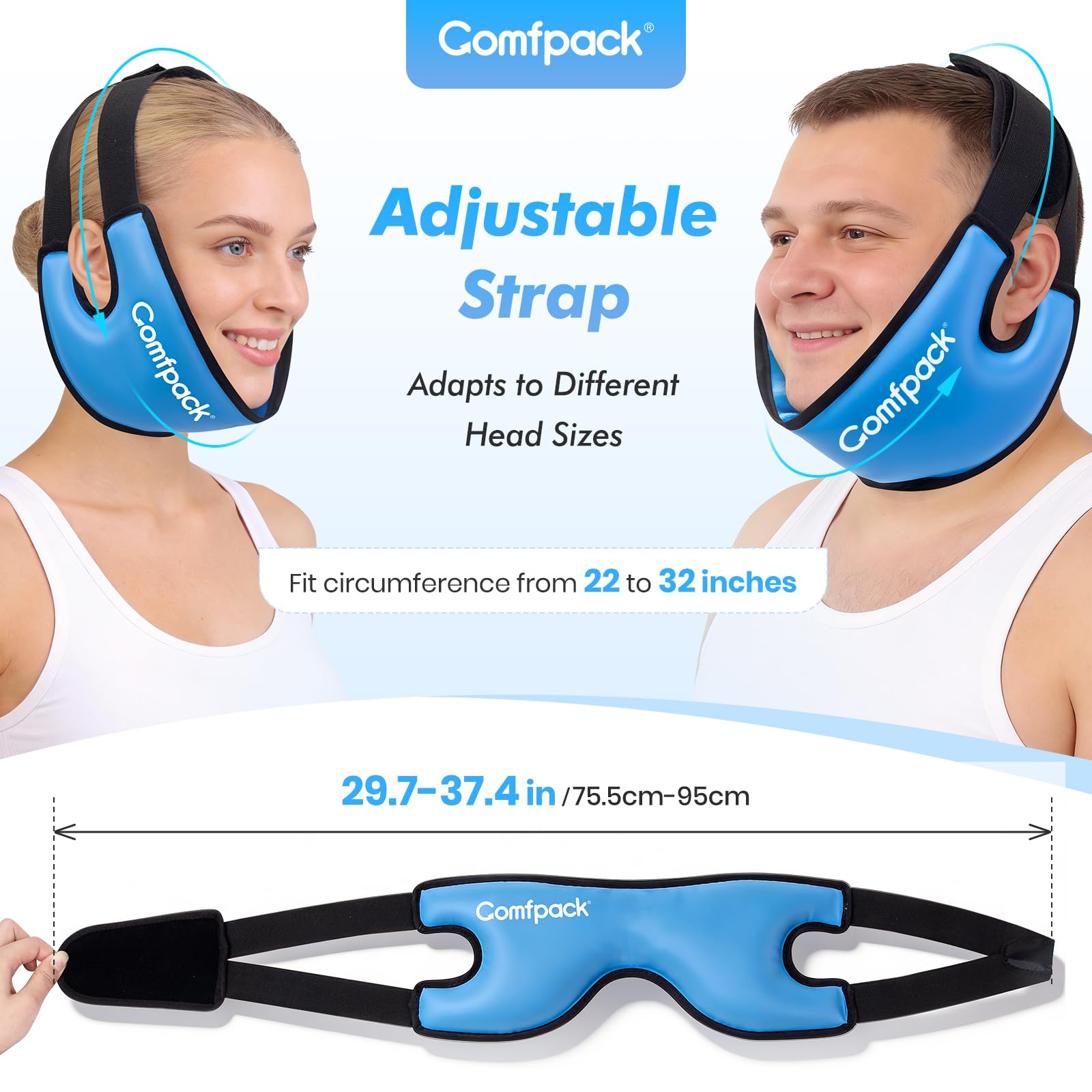 Comfpack Weisheitszähne Eisbeutel Kopfwickel mit Ear Hole Design, Soft Face Ice Pack Reusable Gel Hot Cold Therapy, Jaw Ice Pack für TMJ Pain Relief, Tonsillektomie, Oral Surgery, Face Swelling