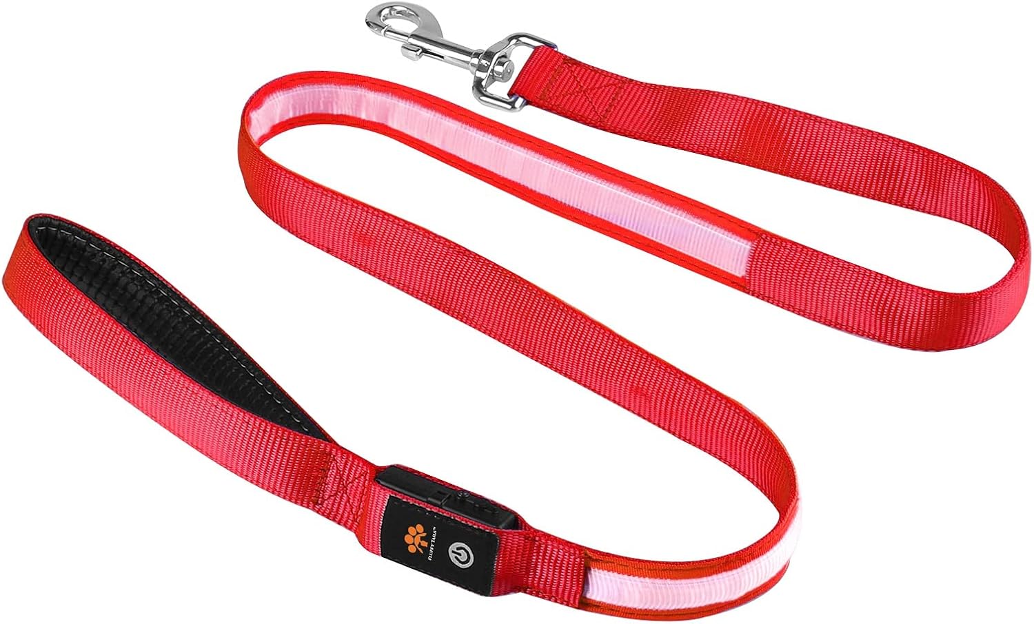 Lightup Dog Leash. Fluffy Tails LED 3 flashing modes Waterproof USB rechargeable