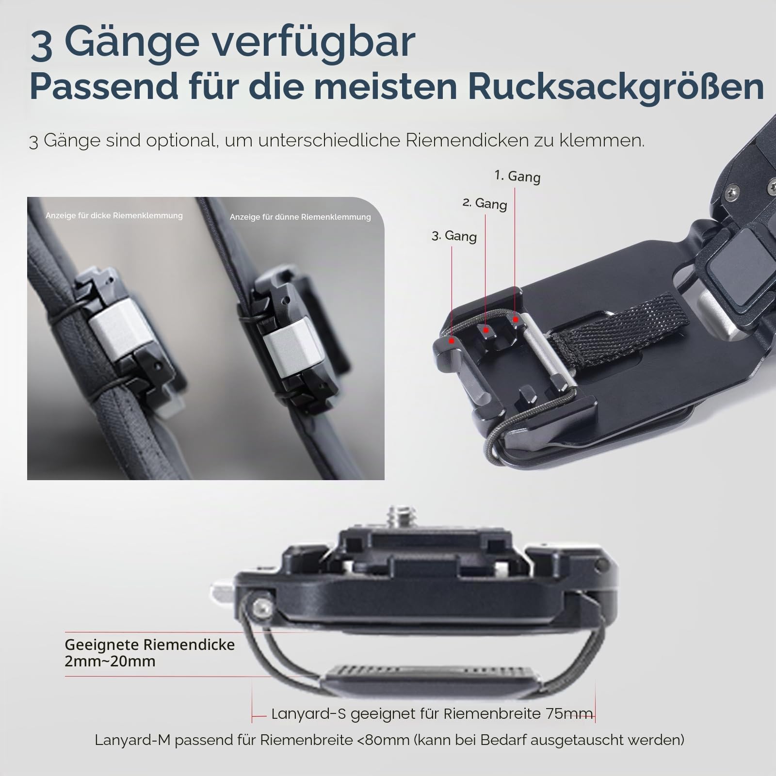 FALCAM F38 Kamera Clip V2 mit Platte Schnellwechselsystem, Kamera Gurt Halterung Rucksack mit 1/4" bis 3/8" Schraubgewinde, Arca-Swiss-kompatibel, Universal-Montagebasisadapter für Schultergurt