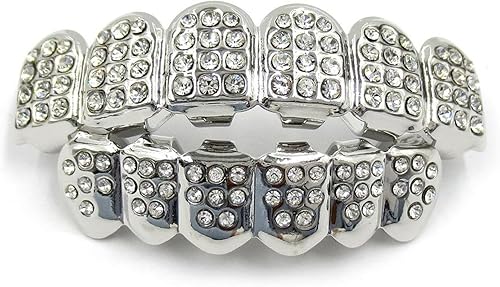 JINAO Tapas de dientes con circonita cúbica chapada en oro de 14 quilates, con acabado de hip hop, brillantes y doradas, para hombres y mujeres