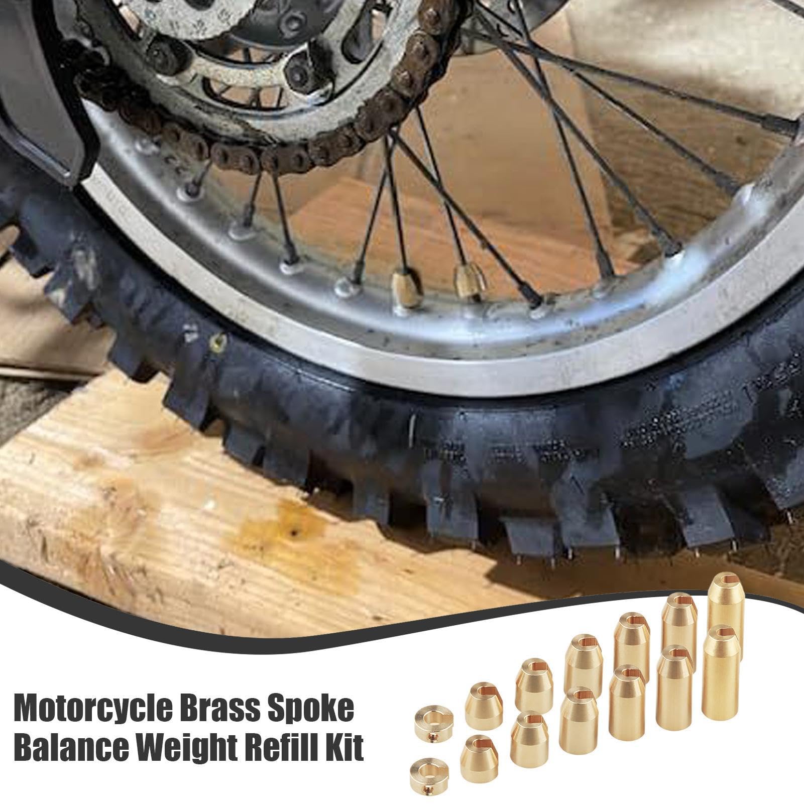 Générique Plombs pour Rayons - 1 Kit | Laiton Masses Équilibrage Roues Moto avec Jantes À Rayons, Ensemble Réutilisable pour Ajustage Précis, Outils Entretien Moto Route en Atelier