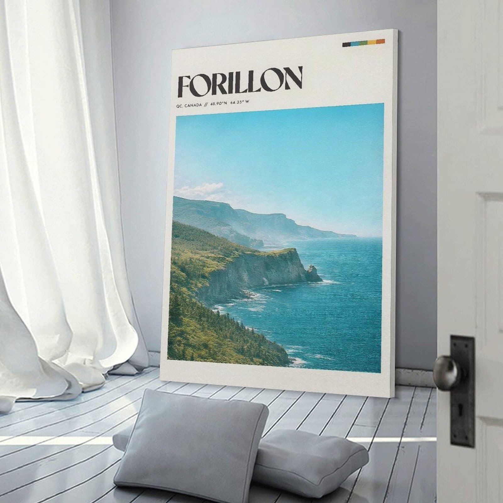 Junmoney Frame-Style-2 Forillon National Park Coastal Landscape Home Decor Wall Art, 24X36inch(60X90cm), For New Homes, Bedrooms Or Workspaces, Gift Idea For Housewarming And Birthdays