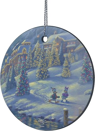 Miniatura 7 de Disney – Donald and Daisy – Mickey y Minnie Mouse – Christmas Lodge – 3.5 pulgadas Starfire Prints colgante accesorio de impresión de vidrio –