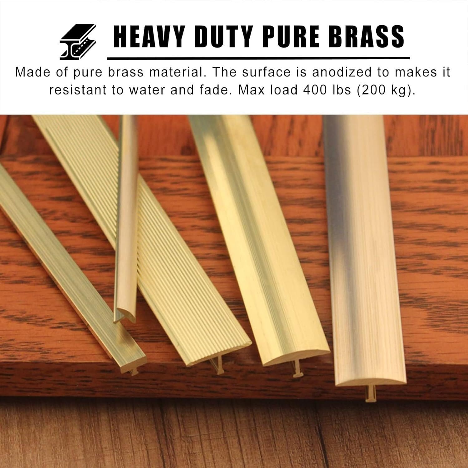Brass Floor Transition Strips, Joint Coverings Flat Door Thresholds, Anti-Scratch Floor Coverings Strips(10x3.5mm)