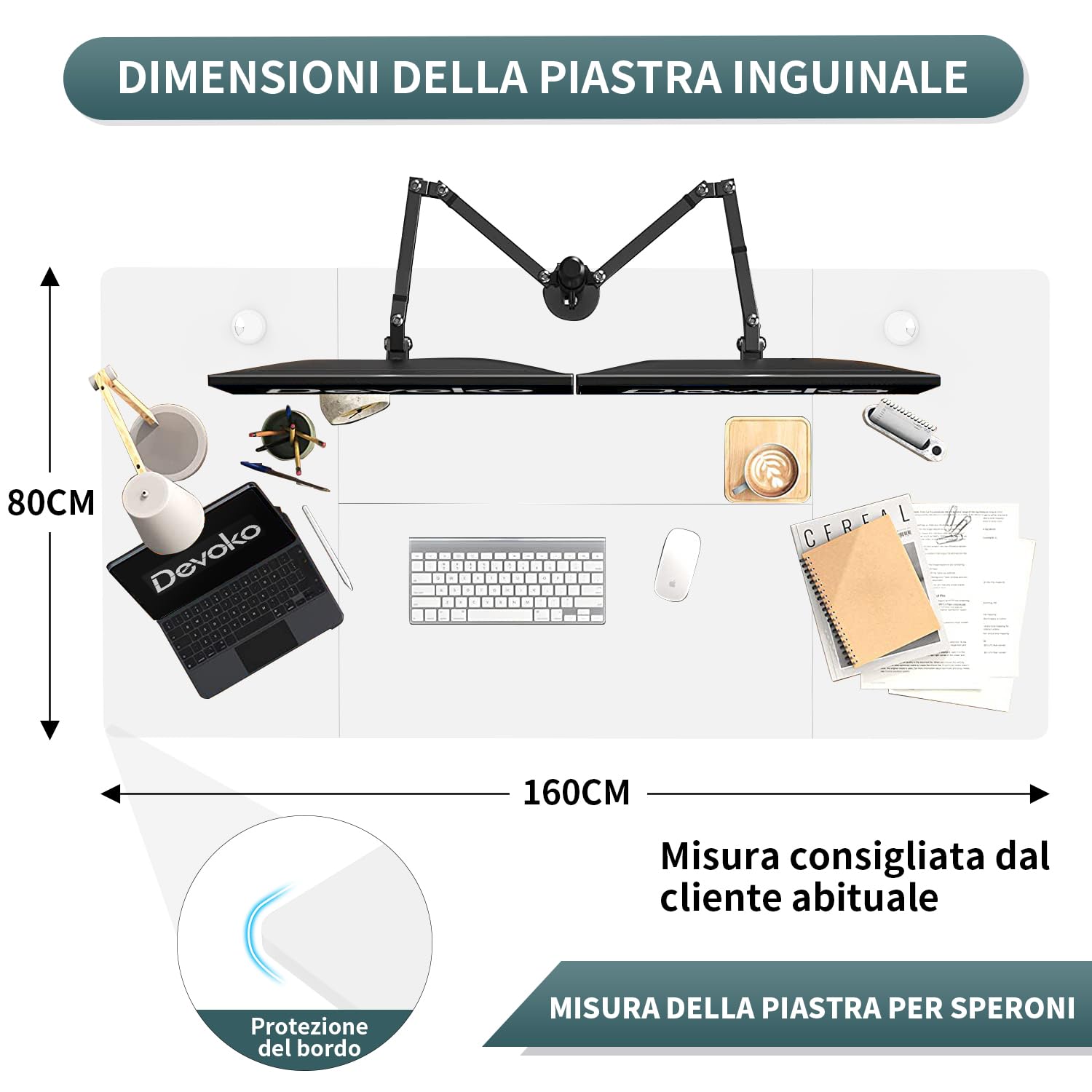 Devoko Scrivania Regolabile in Altezza 160 x 80 cm, Scrivania da Ufficio con Sistemi Anti-Collisione e Funzione di Memoria, Tavolo didattico Ergonomica Elettrica, Bianco