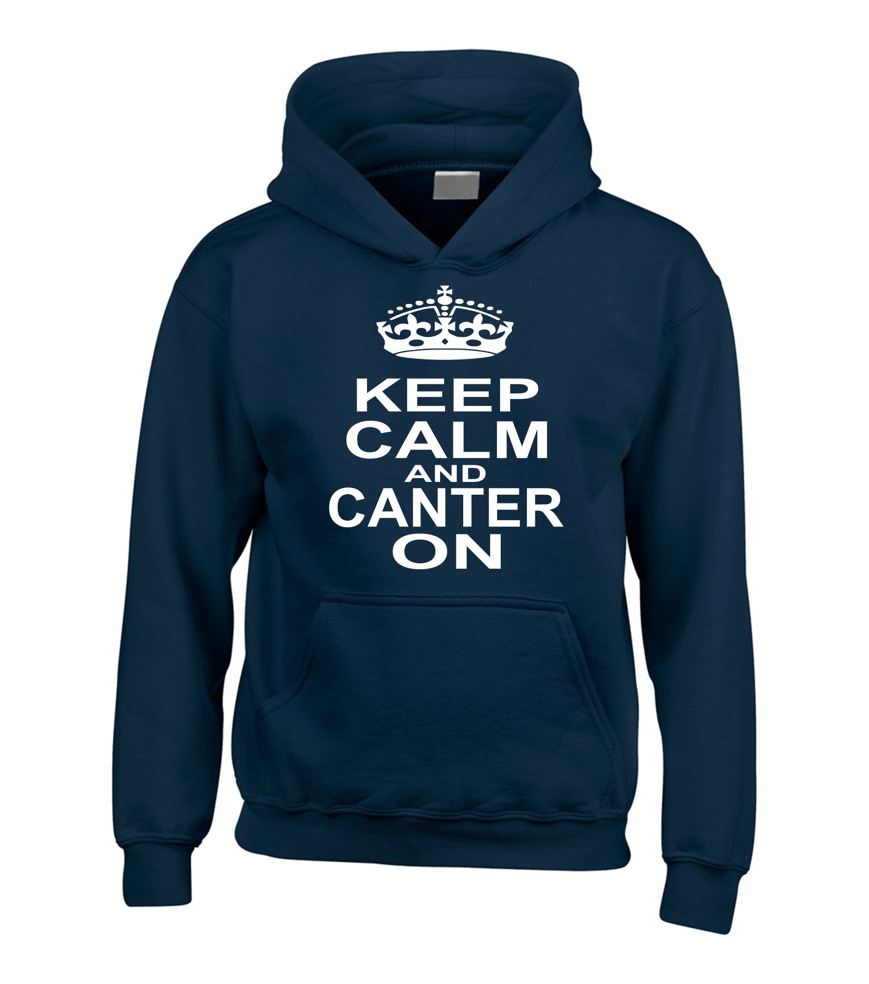 Keep Calm and Canter ON' 12-13 yrs (34") Navy Horse Riding Hoodie