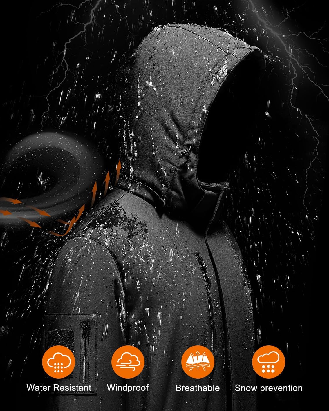 Alpha 7.4V Mens Heated Jacket With Battery Pack 16000mAh - Heated Clothes (US, Small, Regular, Black)