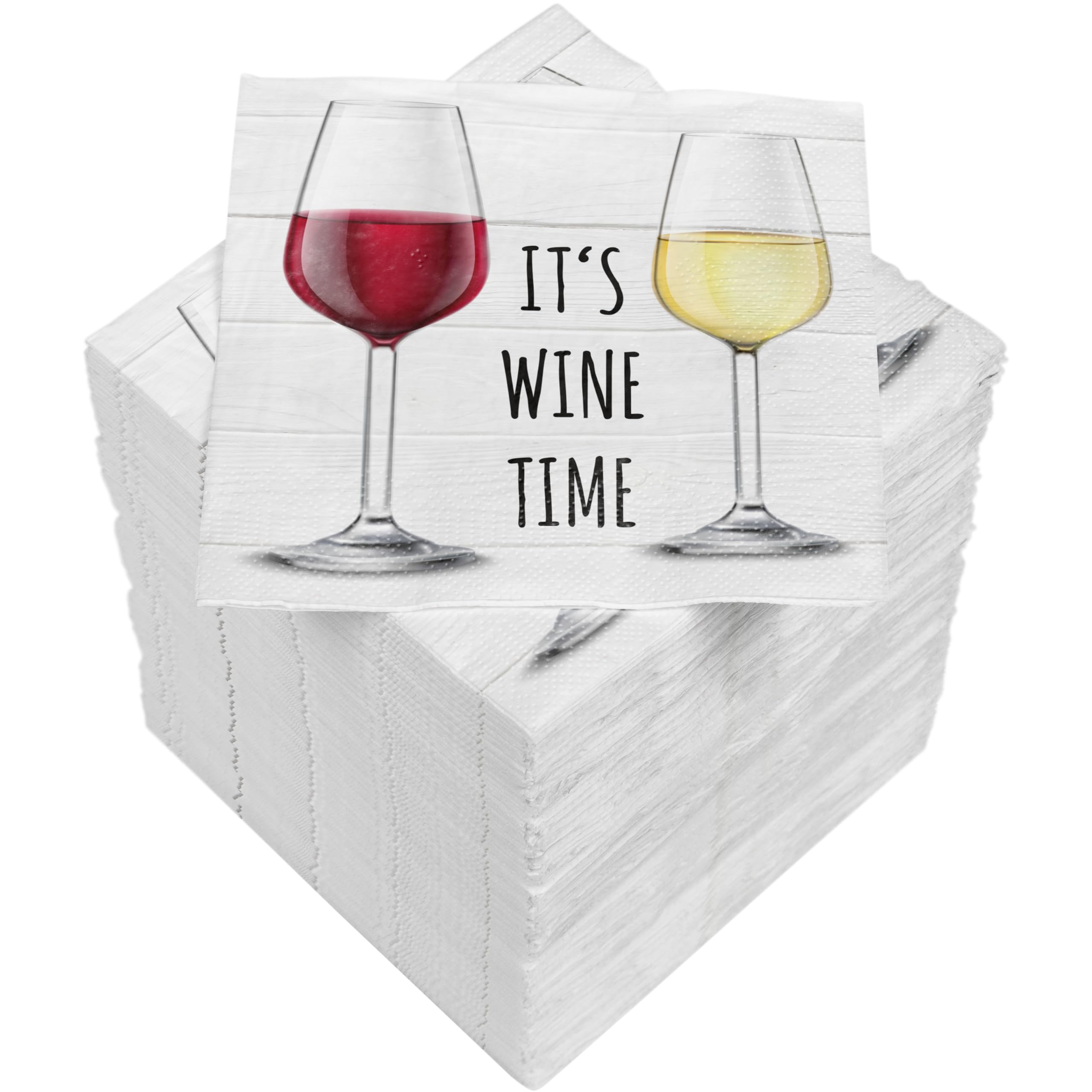 HEKU 'It's Wine Time' Cocktail Napkins, 3-Ply, 25 x 25 cm, Pack of 150, Stylish Design, Ideal for Celebrations, Practical Packaging