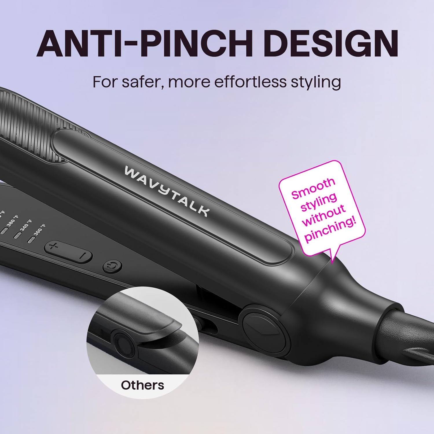 Wavytalk Pencil Flat Iron, 3/10" Small Iron for Short Hair, Pixie Cut and Bangs, Tiny Beard Straightener with Dual Voltage & Adjustable Temp, Mini Hair Edges Heating Up in 15s - Image 4