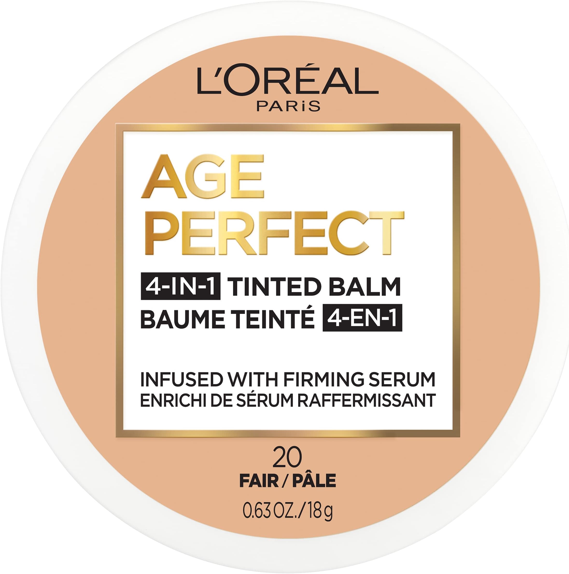 Age Perfect 4-in-1 Tinted Face Balm Foundation with Firming Serum, Fair 20, 0.61 Ounce