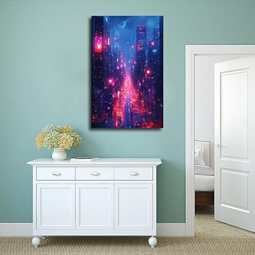 Miniatura 4 de ZMLIS Cyber Retro Pop Art Wall Print  Neon Futuristic Urban Decor  Vibrant 80s Style Artwork Poster for Room Aesthetics Canvas Wall Art Poster And