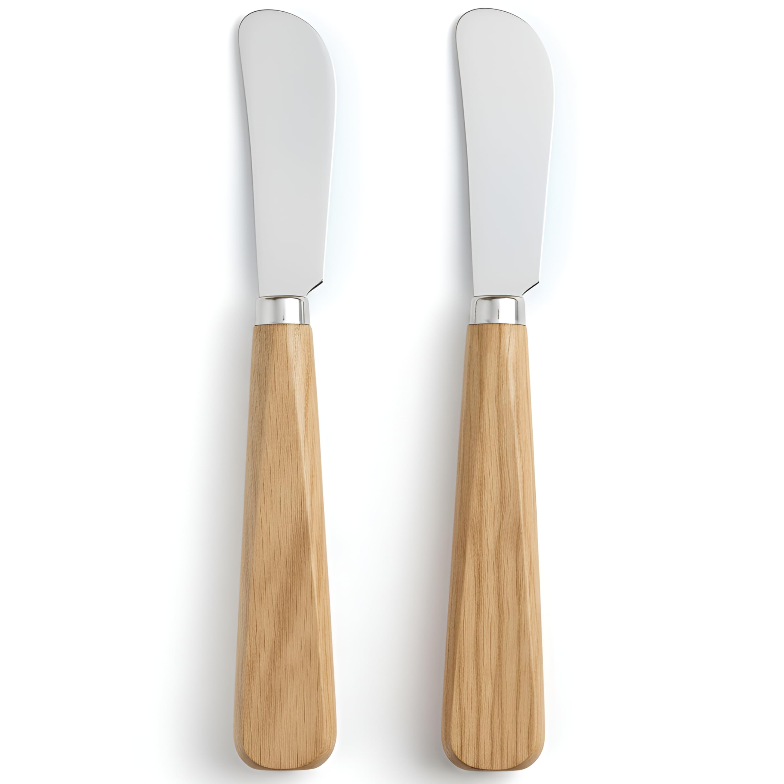 LacusMare Butter Knife Set of 2 - Premium Oak Wooden Butter Knife & Butter Spreader - Stainless Steel Easy Spread Blade for Cold Butter, Jam, Cheese & Charcuterie Board (17cm)