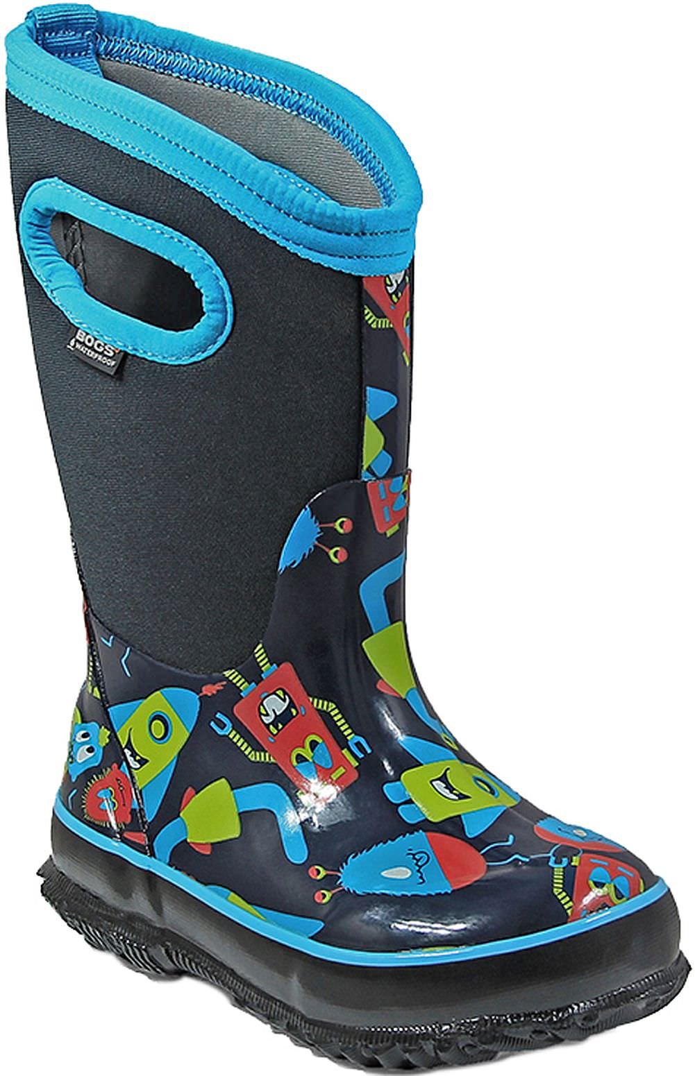 Bogs Kids Classic High Waterproof Insulated Rubber Neoprene Rain Boot, Monsters Print/Black/Blue, 7 M US Toddler