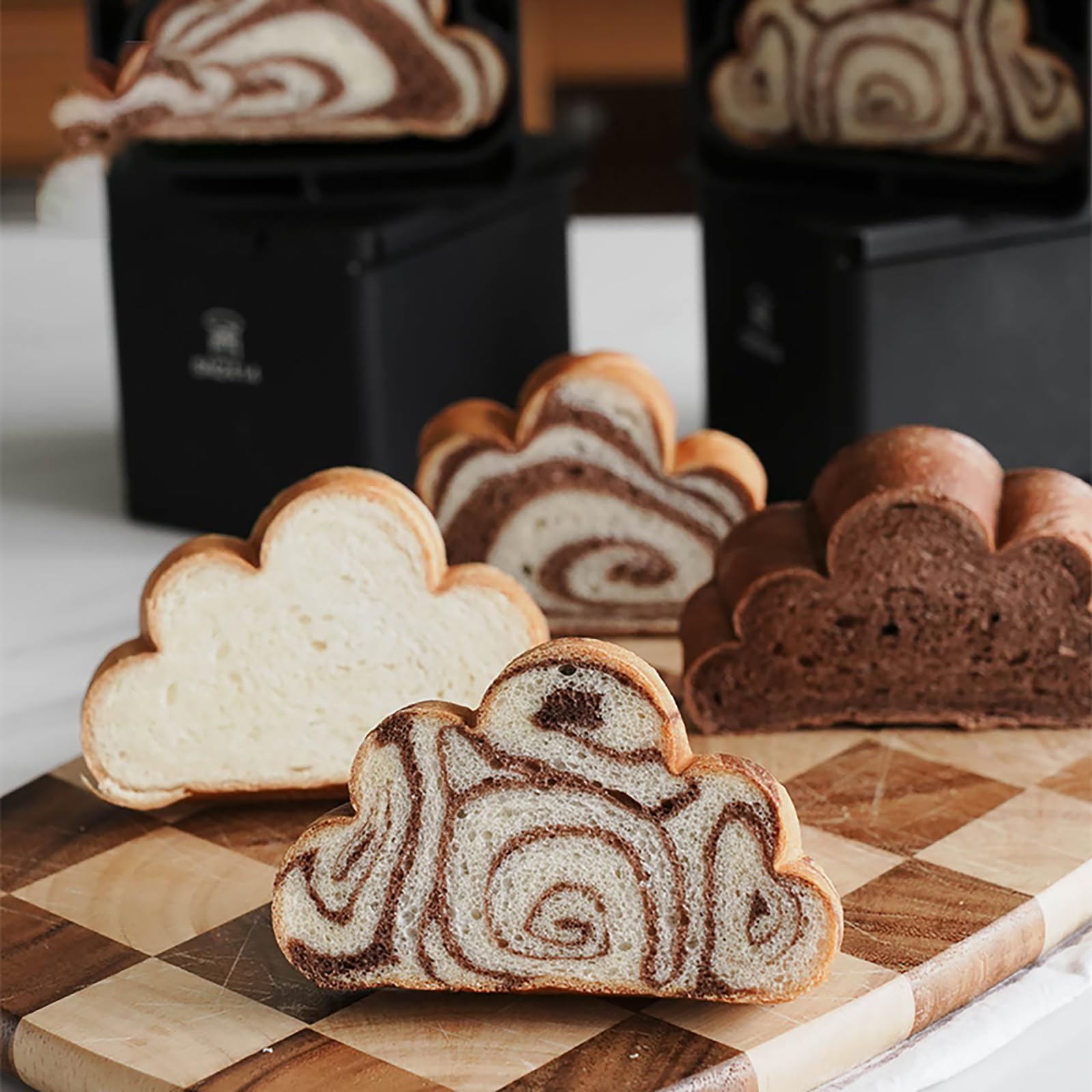 Molde de aluminio antiadherente para pan con tapa, bandeja de cocina en forma de nube, ideal para tostadas y pasteles, perfecto para hornear en casa