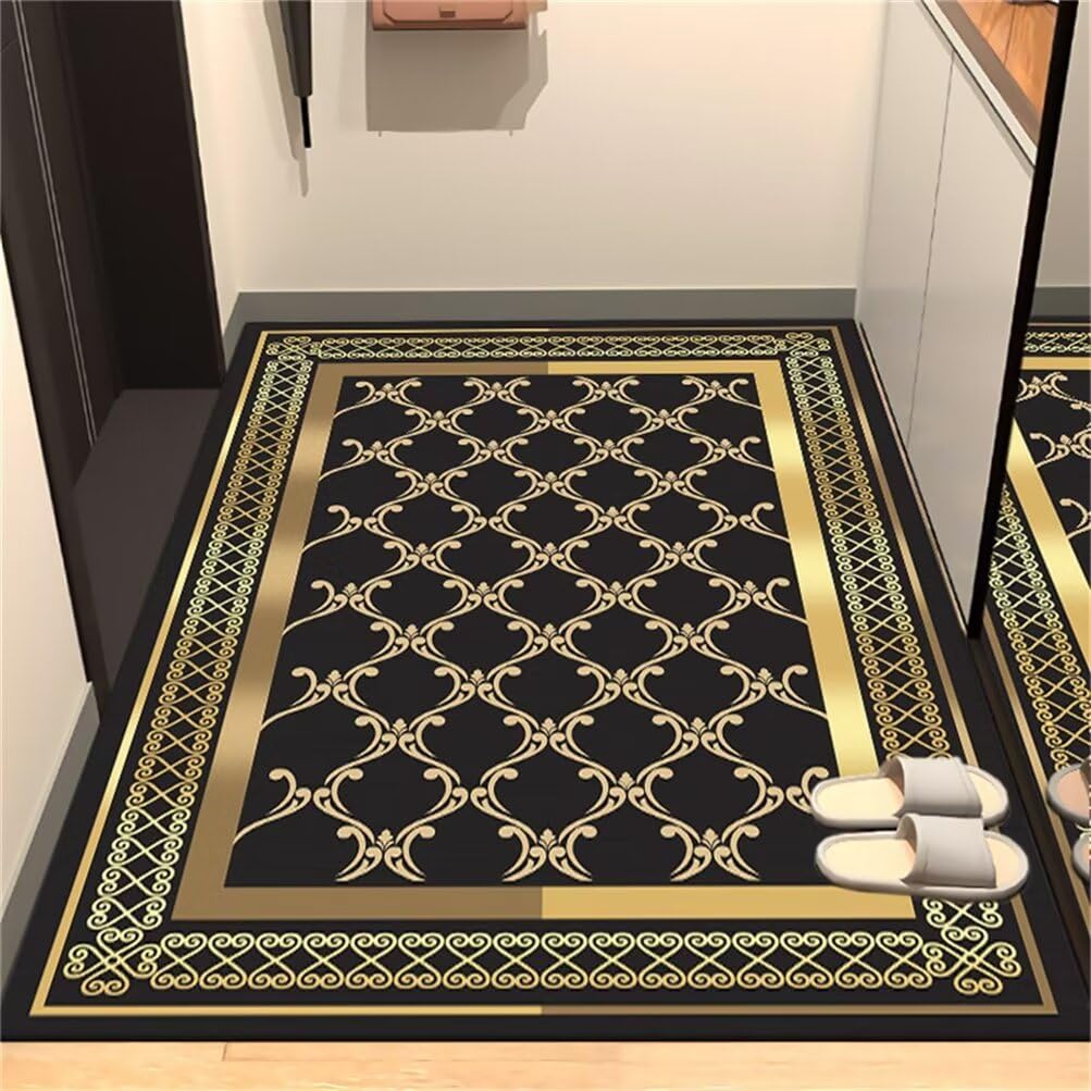 Tapis garçon noir facile d'entretien au design géométrique