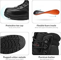 Vista 5 de NORTIV 8 - Botas de trabajotácticasmilitares para hombre, botas de cuero con cremallera lateral para combate o motocicleta (6-8pulgadas)