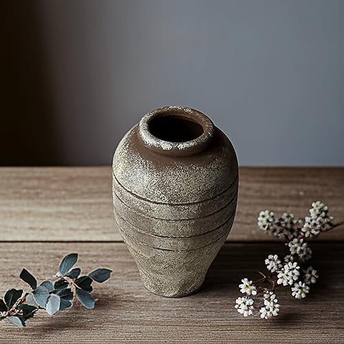 Miniatura 8 de Florero de cerámica antiguo para sala de estar, dormitorio, 9.06 pulgadas, decoración de granja para ramo, planta falsa, decoración del hogar,